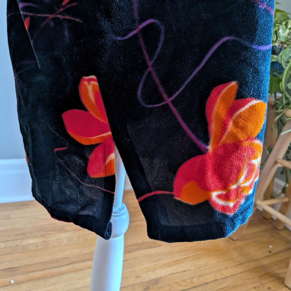 Vintage Ample Togs Floral Velour Top V-Neck Cozy Bright Winter Size XL - Picture 6 of 8